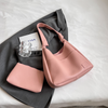 Hobo Bag Grained Faux Leather with Knotted Strap and Pouch