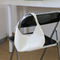 Shoulder Bag Textured Faux Leather with Zip and Wide Strap