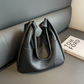 Hobo Bag Grained Faux Leather with Knotted Strap and Pouch