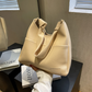 Hobo Bag Grained Faux Leather with Knotted Strap and Pouch
