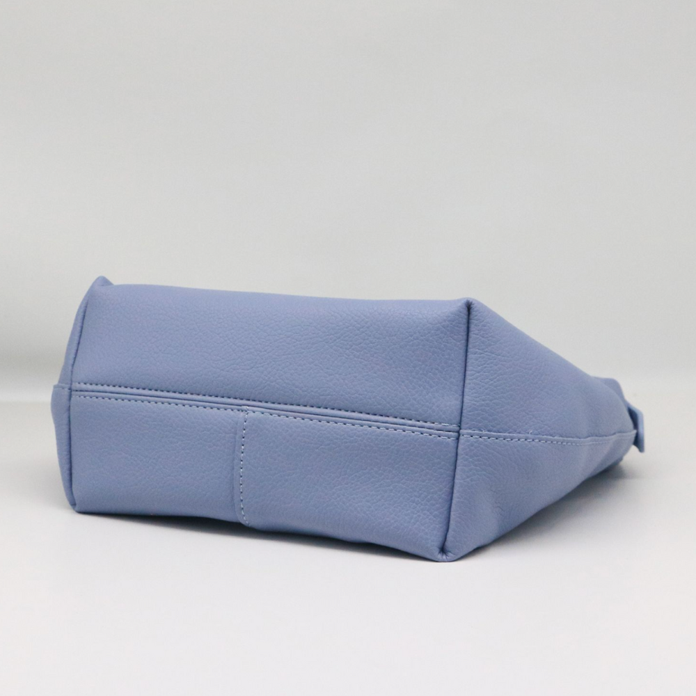 Shoulder Bag Textured Faux Leather with Zip and Wide Strap