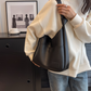 Hobo Bag Grained Faux Leather with Knotted Strap and Pouch