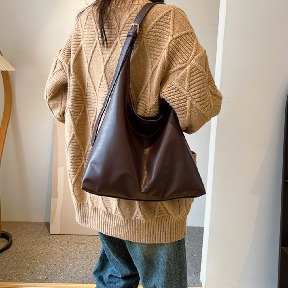 Hobo Bag Faux Leather with Adjustable Strap and Magnetic Closure
