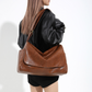 Tote Bag Faux Leather with Magnetic Flap, Zip and Side Pockets