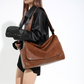 Tote Bag Faux Leather with Magnetic Flap, Zip and Side Pockets