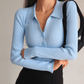 Ribbed Button-Up Top