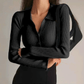 Ribbed Button-Up Top