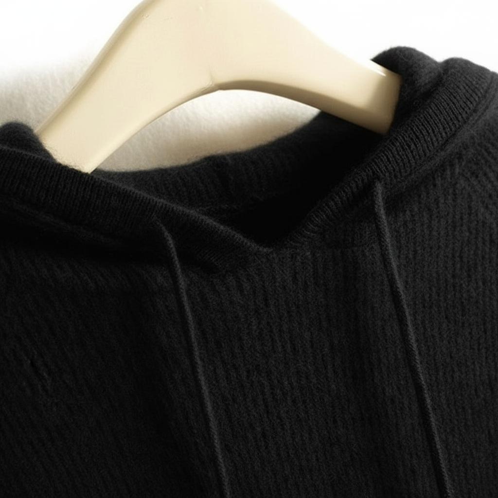 Cashmere-Feel Knitted Hoodie