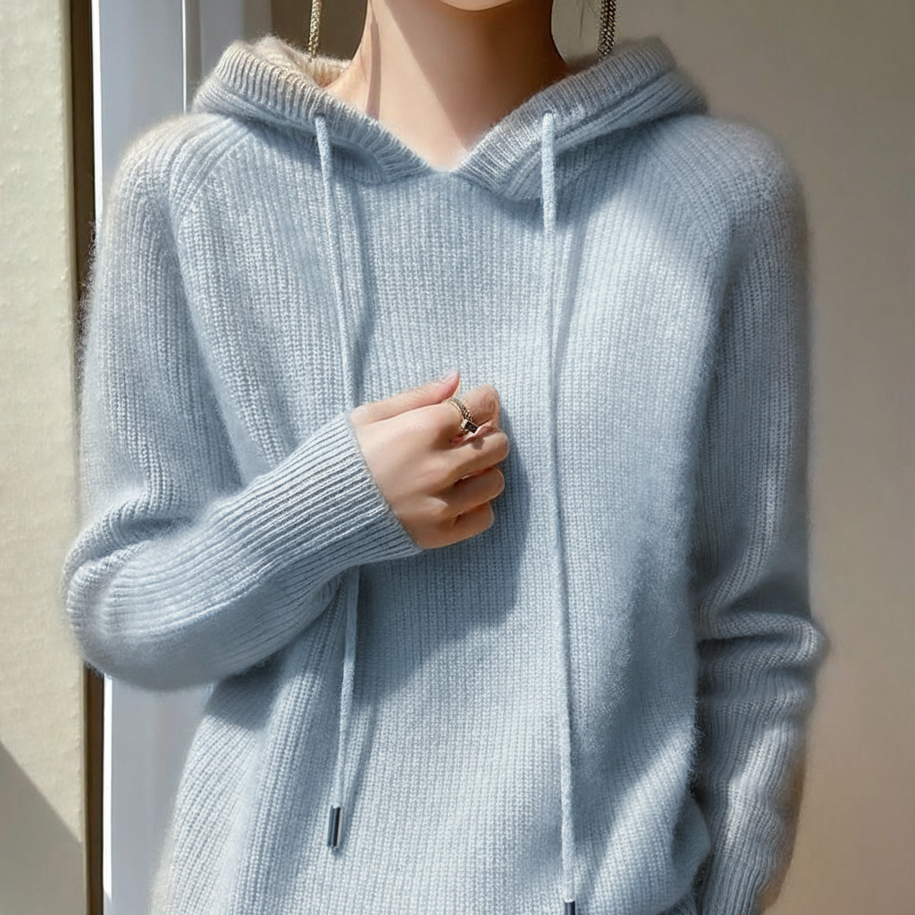 Cashmere-Feel Knitted Hoodie