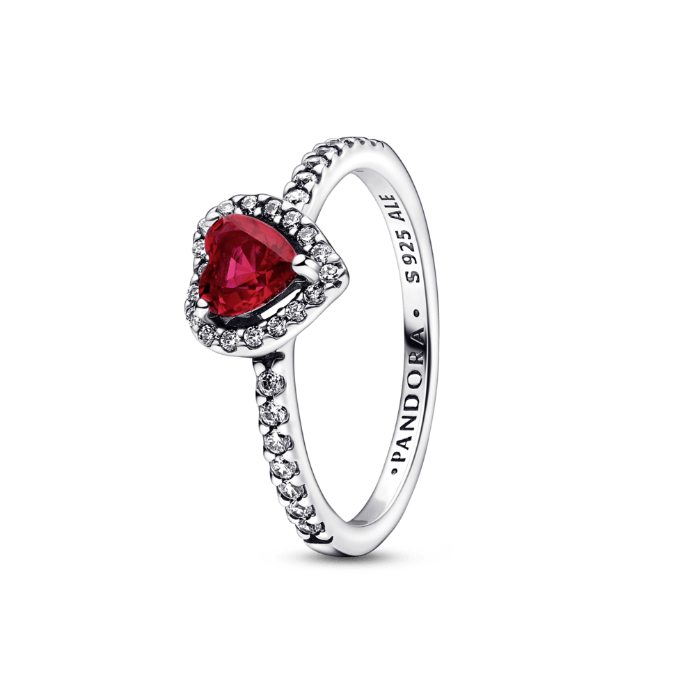 Pandora Sparkling Elevated Heart Ring Red 925 Silver