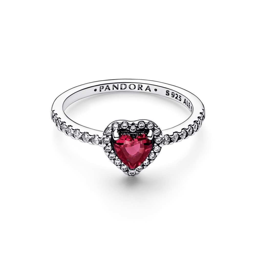 Pandora Sparkling Elevated Heart Ring Red 925 Silver