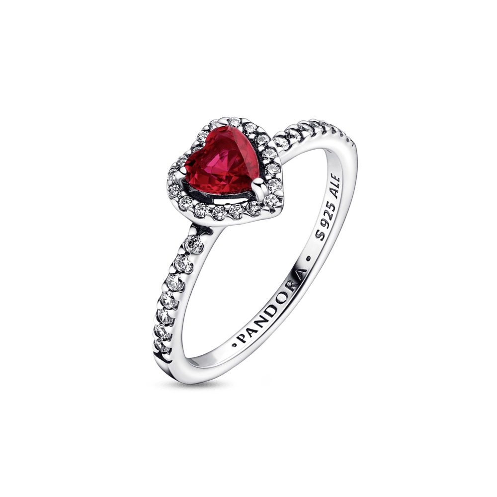 Pandora Sparkling Elevated Heart Ring Red 925 Silver