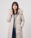 Long Fitted Puffer Parka with Faux Fur Hood
