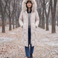 Long Fitted Puffer Parka with Faux Fur Hood