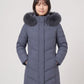 Long Fitted Puffer Parka with Faux Fur Hood