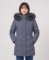 Long Fitted Puffer Parka with Faux Fur Hood