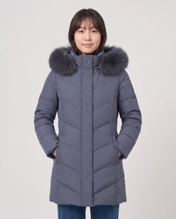 Long Fitted Puffer Parka with Faux Fur Hood