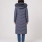 Long Fitted Puffer Parka with Faux Fur Hood