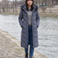 Long Fitted Puffer Parka with Faux Fur Hood