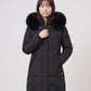 Long Fitted Puffer Parka with Faux Fur Hood