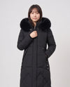 Long Fitted Puffer Parka with Faux Fur Hood