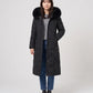Long Fitted Puffer Parka with Faux Fur Hood