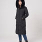 Long Fitted Puffer Parka with Faux Fur Hood