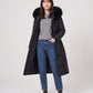 Long Fitted Puffer Parka with Faux Fur Hood
