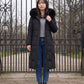 Long Fitted Puffer Parka with Faux Fur Hood