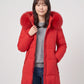 Long Fitted Puffer Parka with Faux Fur Hood