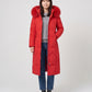 Long Fitted Puffer Parka with Faux Fur Hood