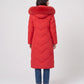 Long Fitted Puffer Parka with Faux Fur Hood