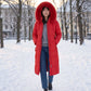 Long Fitted Puffer Parka with Faux Fur Hood