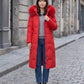 Long Fitted Puffer Parka with Faux Fur Hood