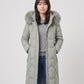Long Fitted Puffer Parka with Faux Fur Hood