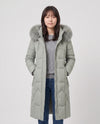 Long Fitted Puffer Parka with Faux Fur Hood