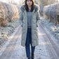 Long Fitted Puffer Parka with Faux Fur Hood