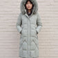 Long Fitted Puffer Parka with Faux Fur Hood