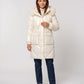 Shiny Mid-Length Parka with Faux Fur Hood