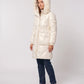 Shiny Mid-Length Parka with Faux Fur Hood