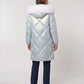 Shiny Mid-Length Parka with Faux Fur Hood