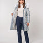 Shiny Mid-Length Parka with Faux Fur Hood