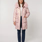 Shiny Mid-Length Parka with Faux Fur Hood