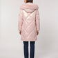 Shiny Mid-Length Parka with Faux Fur Hood