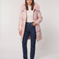 Shiny Mid-Length Parka with Faux Fur Hood