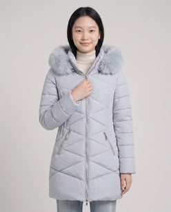 Fitted Mid-Length Parka with Faux Fur Hood