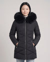 Fitted Mid-Length Parka with Faux Fur Hood