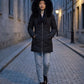 Fitted Mid-Length Parka with Faux Fur Hood