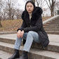 Fitted Mid-Length Parka with Faux Fur Hood