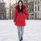 Fitted Mid-Length Parka with Faux Fur Hood